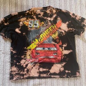 Lightning McQueen Graphic Short Sleeve Tee - Black/Brown Tie-Dye